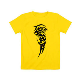 Детская футболка хлопок с принтом тату-дракон4 , 100% хлопок | круглый вырез горловины, полуприлегающий силуэт, длина до линии бедер | dragon | tatu | дракон | тату | черный дракон
