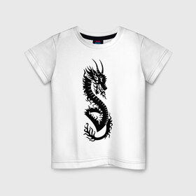 Детская футболка хлопок с принтом тату-дракон5 , 100% хлопок | круглый вырез горловины, полуприлегающий силуэт, длина до линии бедер | dragon | tatu | дракон | тату | черный дракон