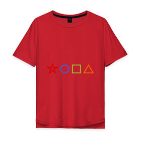 Мужская футболка хлопок Oversize с принтом Жопа геометрическая , 100% хлопок | свободный крой, круглый ворот, “спинка” длиннее передней части | геометрия | звезда | квадрат | круг | треугольник | фигуры | черчение