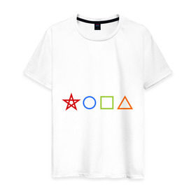 Мужская футболка хлопок с принтом Жопа геометрическая , 100% хлопок | прямой крой, круглый вырез горловины, длина до линии бедер, слегка спущенное плечо. | геометрия | звезда | квадрат | круг | треугольник | фигуры | черчение