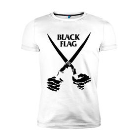 Мужская футболка премиум с принтом Black Flag (1) , 92% хлопок, 8% лайкра | приталенный силуэт, круглый вырез ворота, длина до линии бедра, короткий рукав | Тематика изображения на принте: hard | hardcor | hardcore | hardstyle | rock | ножницы | рок | руки | хард | хард рок