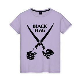 Женская футболка хлопок с принтом Black Flag (1) , 100% хлопок | прямой крой, круглый вырез горловины, длина до линии бедер, слегка спущенное плечо | hard | hardcor | hardcore | hardstyle | rock | ножницы | рок | руки | хард | хард рок