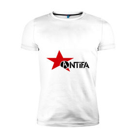 Мужская футболка премиум с принтом Antifa (4) , 92% хлопок, 8% лайкра | приталенный силуэт, круглый вырез ворота, длина до линии бедра, короткий рукав | антифа | антифашизм | звезда | организация | политическая