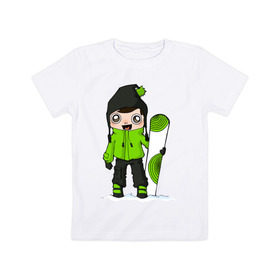 Детская футболка хлопок с принтом Зеленый парень борд , 100% хлопок | круглый вырез горловины, полуприлегающий силуэт, длина до линии бедер | snowboard | гора | горнолыжный курорт | горнолыжный сезон | горные склоны | для зимы | зимний спорт | склоны | сноуборд | сноубордист | эмблема