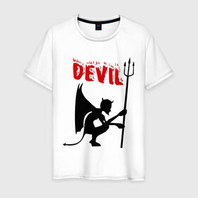 Мужская футболка хлопок с принтом Devil (3) , 100% хлопок | прямой крой, круглый вырез горловины, длина до линии бедер, слегка спущенное плечо. | бесенок | демон | дьявол | дьяволенок | монстрик | чертик