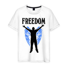 Мужская футболка хлопок с принтом Freedom (свобода) , 100% хлопок | прямой крой, круглый вырез горловины, длина до линии бедер, слегка спущенное плечо. | 