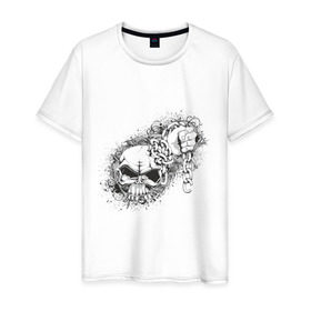 Мужская футболка хлопок с принтом Skull Chain , 100% хлопок | прямой крой, круглый вырез горловины, длина до линии бедер, слегка спущенное плечо. | скелет