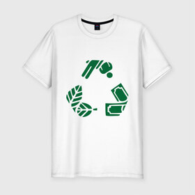 Мужская футболка премиум с принтом Переработка , 92% хлопок, 8% лайкра | приталенный силуэт, круглый вырез ворота, длина до линии бедра, короткий рукав | деньги | знак | круговорот | люди | политические | природа