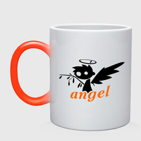 Кружка хамелеон с принтом Ангелочек , керамика | меняет цвет при нагревании, емкость 330 мл | angel | wings | ангел | крылья