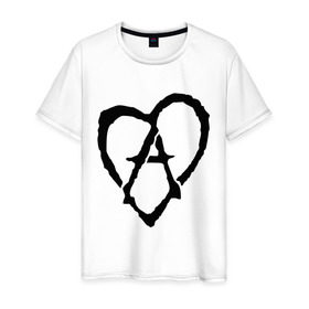 Мужская футболка хлопок с принтом Анархия в сердце , 100% хлопок | прямой крой, круглый вырез горловины, длина до линии бедер, слегка спущенное плечо. | анархизм | анархия | музыка | сердце