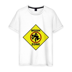 Мужская футболка хлопок с принтом Mosh zone , 100% хлопок | прямой крой, круглый вырез горловины, длина до линии бедер, слегка спущенное плечо. | 