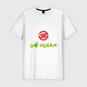 Мужская футболка премиум с принтом Go Vegan (2) , 92% хлопок, 8% лайкра | приталенный силуэт, круглый вырез ворота, длина до линии бедра, короткий рукав | 