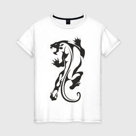 Женская футболка хлопок с принтом Пантера узор , 100% хлопок | прямой крой, круглый вырез горловины, длина до линии бедер, слегка спущенное плечо | животное | зверь | клыки | когти | кошачье | кошка | хищник | хищное животное