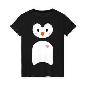 Женская футболка хлопок с принтом Привет от пингвина , 100% хлопок | прямой крой, круглый вырез горловины, длина до линии бедер, слегка спущенное плечо | пингвин