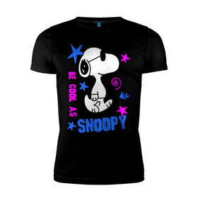 Мужская футболка премиум с принтом Be cool as Snoopy , 92% хлопок, 8% лайкра | приталенный силуэт, круглый вырез ворота, длина до линии бедра, короткий рукав | snoopy | будь крутым как снупи | мультик | мультики | мультфильмы | снупи | собачка снупи