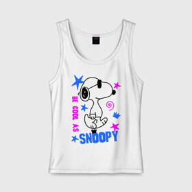 Женская майка хлопок с принтом Be cool as Snoopy , 95% хлопок, 5% эластан |  | snoopy | будь крутым как снупи | мультик | мультики | мультфильмы | снупи | собачка снупи