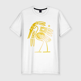 Мужская футболка премиум с принтом золотая птица , 92% хлопок, 8% лайкра | приталенный силуэт, круглый вырез ворота, длина до линии бедра, короткий рукав | египет | египетский | трайбл | узор | этнический | этно | этнос