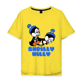 Мужская футболка хлопок Oversize с принтом shpilly willy , 100% хлопок | свободный крой, круглый ворот, “спинка” длиннее передней части | мультик | мультфильм | пингвинчики | пингвины | шпили вили