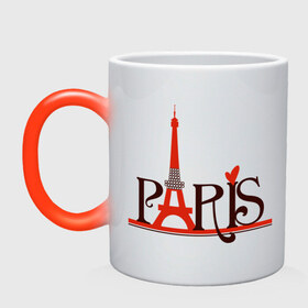 Кружка хамелеон с принтом Обожаю Париж , керамика | меняет цвет при нагревании, емкость 330 мл | 