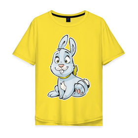 Мужская футболка хлопок Oversize с принтом Я просто зайка , 100% хлопок | свободный крой, круглый ворот, “спинка” длиннее передней части | девушкам | для девушек | зайка | зайчик | кролик | милые создания | я просто зайка