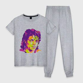 Женская пижама хлопок с принтом Michael Jackson полноцвет , 100% хлопок | брюки и футболка прямого кроя, без карманов, на брюках мягкая резинка на поясе и по низу штанин | jackson | michael | michael jackson | pop | джексон | знаменитость | майкл | майкл джексон | певец | поп | портрет