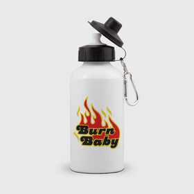 Бутылка спортивная с принтом Burn Baby , металл | емкость — 500 мл, в комплекте две пластиковые крышки и карабин для крепления | burn baby | девушкам | для девушек | огненная девушка | огонь | пламя