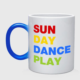 Кружка хамелеон с принтом Sun Day Dance Play , керамика | меняет цвет при нагревании, емкость 330 мл | dance | day | play | sun | день | игра | настроение | солнце | танец