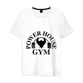 Мужская футболка хлопок с принтом Power House Gym , 100% хлопок | прямой крой, круглый вырез горловины, длина до линии бедер, слегка спущенное плечо. | power house gym | бодибилдинг | для качков | жим | качкам | силовой спорт | силовой экстрим | спорт