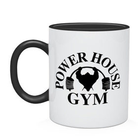 Кружка двухцветная с принтом Power House Gym , керамика | объем — 330 мл, диаметр — 80 мм. Цветная ручка и кайма сверху, в некоторых цветах — вся внутренняя часть | power house gym | бодибилдинг | для качков | жим | качкам | силовой спорт | силовой экстрим | спорт