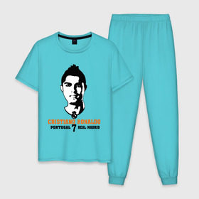 Мужская пижама хлопок с принтом Cristiano Ronaldo 7 , 100% хлопок | брюки и футболка прямого кроя, без карманов, на брюках мягкая резинка на поясе и по низу штанин
 | роналдо