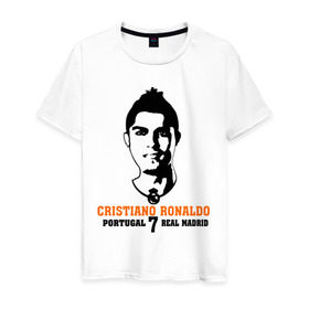 Мужская футболка хлопок с принтом Cristiano Ronaldo 7 , 100% хлопок | прямой крой, круглый вырез горловины, длина до линии бедер, слегка спущенное плечо. | Тематика изображения на принте: роналдо