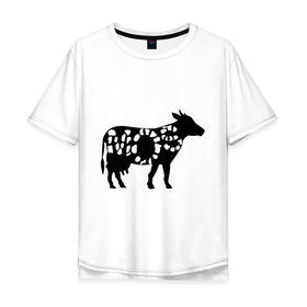 Мужская футболка хлопок Oversize с принтом Mos Cow , 100% хлопок | свободный крой, круглый ворот, “спинка” длиннее передней части | 