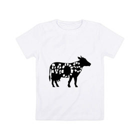 Детская футболка хлопок с принтом Mos Cow , 100% хлопок | круглый вырез горловины, полуприлегающий силуэт, длина до линии бедер | 