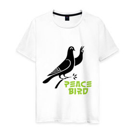 Мужская футболка хлопок с принтом Птица Мира - Peace Bird , 100% хлопок | прямой крой, круглый вырез горловины, длина до линии бедер, слегка спущенное плечо. | 