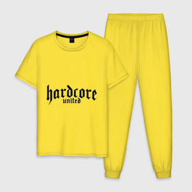 Мужская пижама хлопок с принтом Hardcor united , 100% хлопок | брюки и футболка прямого кроя, без карманов, на брюках мягкая резинка на поясе и по низу штанин
 | 