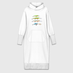Платье удлиненное хлопок с принтом Приманки ,  |  | для рыбаков | крючок | наживка | наживки | приманка | рыба | рыбак | рыбакам | рыбалка
