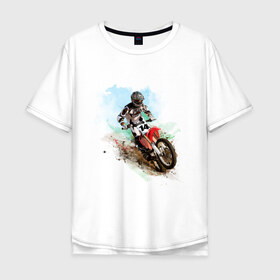 Мужская футболка хлопок Oversize с принтом MOTO X , 100% хлопок | свободный крой, круглый ворот, “спинка” длиннее передней части | байкеры | для байкеров | для мотоциклистов | мото | мото кросс | мотокросс | мотоциклы