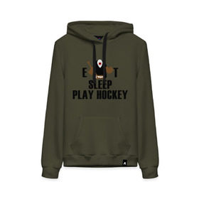 Женская толстовка хлопок с принтом Eat sleep play hockey , френч-терри, мягкий теплый начес внутри (100% хлопок) | карман-кенгуру, эластичные манжеты и нижняя кромка, капюшон с подкладом и шнурком | hockey | nhl | ешь | играй в хоккей | нхл | спи | хоккей