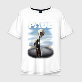 Мужская футболка хлопок Oversize с принтом Пол: Секретный материальчик , 100% хлопок | свободный крой, круглый ворот, “спинка” длиннее передней части | Тематика изображения на принте: paul | секретный инопланетянин