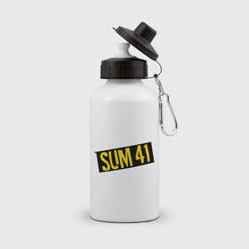 Бутылка спортивная с принтом Панк-группа Sum-41 , металл | емкость — 500 мл, в комплекте две пластиковые крышки и карабин для крепления | punk | rock | sum 41 | логотип | музыка | панк | рок | рок группы | рок музыка