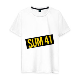 Мужская футболка хлопок с принтом Панк-группа Sum-41 , 100% хлопок | прямой крой, круглый вырез горловины, длина до линии бедер, слегка спущенное плечо. | punk | rock | sum 41 | логотип | музыка | панк | рок | рок группы | рок музыка