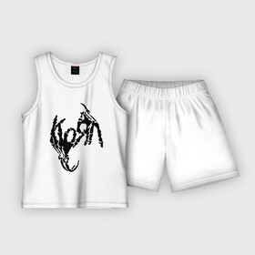 Детская пижама с шортами хлопок с принтом Korn bones ,  |  | korn | metal | группы | корн | логотип | метал | музыка | рок группы | рок музыка
