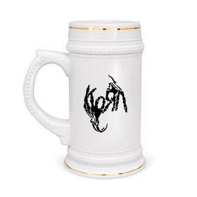 Кружка пивная с принтом Korn bones ,  керамика (Материал выдерживает высокую температуру, стоит избегать резкого перепада температур) |  объем 630 мл | korn | metal | группы | корн | логотип | метал | музыка | рок группы | рок музыка