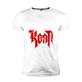 Мужская футболка премиум с принтом Korn(2) , 92% хлопок, 8% лайкра | приталенный силуэт, круглый вырез ворота, длина до линии бедра, короткий рукав | Тематика изображения на принте: korn | metal | группы | корн | логотип | метал | музыка | рок группы | рок музыка