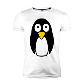 Мужская футболка премиум с принтом Милый пингвин , 92% хлопок, 8% лайкра | приталенный силуэт, круглый вырез ворота, длина до линии бедра, короткий рукав | пингвин