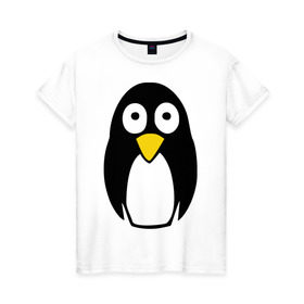 Женская футболка хлопок с принтом Милый пингвин , 100% хлопок | прямой крой, круглый вырез горловины, длина до линии бедер, слегка спущенное плечо | пингвин