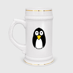 Кружка пивная с принтом Милый пингвин ,  керамика (Материал выдерживает высокую температуру, стоит избегать резкого перепада температур) |  объем 630 мл | пингвин