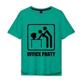 Мужская футболка хлопок Oversize с принтом Office Party , 100% хлопок | свободный крой, круглый ворот, “спинка” длиннее передней части | Тематика изображения на принте: ofice | зарплата | коллеги | компьютер | начальник | офис | работа | работник | сотрудники