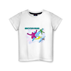 Детская футболка хлопок с принтом SkyDiving принт , 100% хлопок | круглый вырез горловины, полуприлегающий силуэт, длина до линии бедер | sky diving | воздушный | параплан | парашут | парашют | прыжки | самолет | скай дайвинг | скайдайвинг