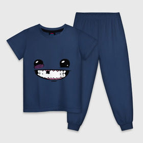 Детская пижама хлопок с принтом Super Meat Boy: Face , 100% хлопок |  брюки и футболка прямого кроя, без карманов, на брюках мягкая резинка на поясе и по низу штанин
 | Тематика изображения на принте: зубастик | зубы | игра | компьютерные игры | лицо | рожа | рожица